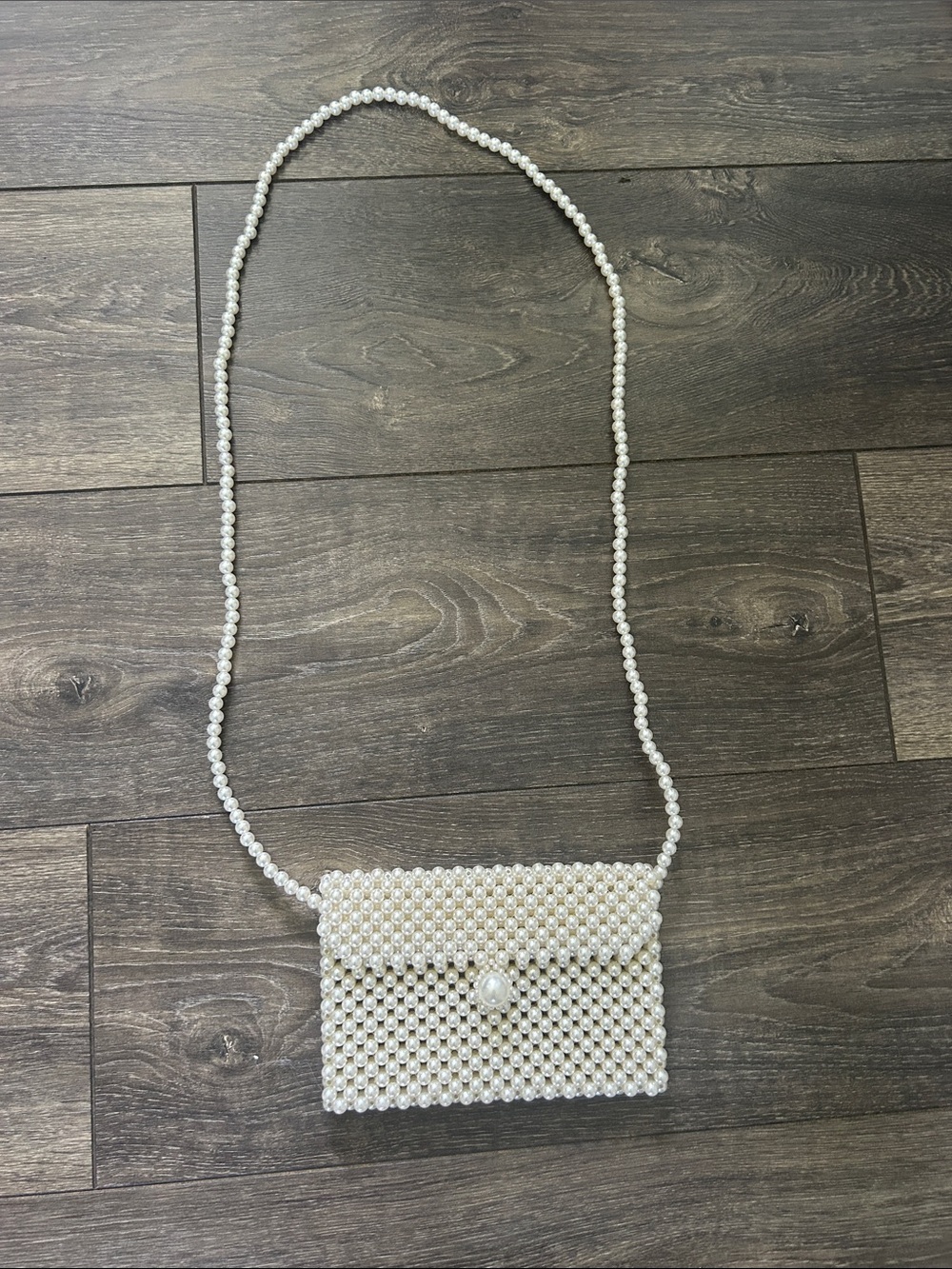 Vintage Pearl Beaded Crossbody Bag - White